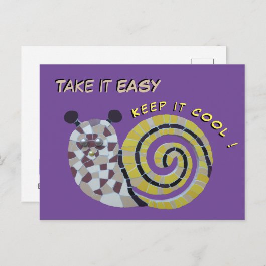 Niedliche Schnecke Mosaikkust. Nehmen Sie Easy Pos Postkarte (Vorne/Hinten)