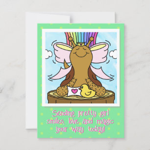 Niedliche Schnecke Rosa Haar Ribbon Hübsch Girl lä Postkarte