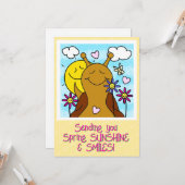 Niedliche Schnecke sendet Lächeln Frühling | Begrü Karte (Vorderseite/Rückseite Beispiel)