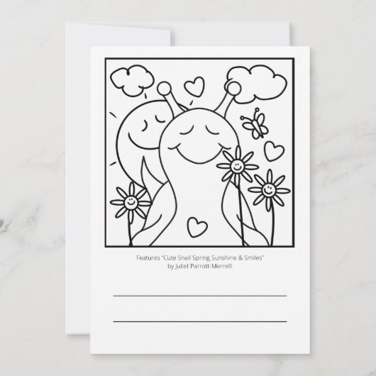 Niedliche Schnecke sendet Lächeln Frühlingsfarbe | Karte (Rückseite)