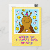 Niedliche Schnecke Sweet Little Birthday Postcard Postkarte (Vorne/Hinten)