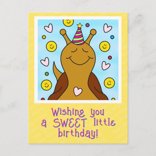 Niedliche Schnecke Sweet Little Birthday Postcard Postkarte (Vorderseite)