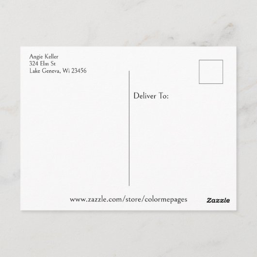 Niedliche Schnecke und Pilze | Farbe Postkarte (Rückseite)