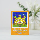 Niedliche Schnecken, die den Regenbogenfall überqu Postkarte (Stehend Vorderseite)