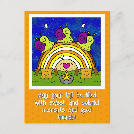 Niedliche Schnecken, die den Regenbogenfall überqu Postkarte (Vorderseite)