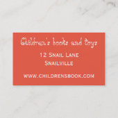 Niedliche Schnecken Kinder online Spielzeug und Bü Visitenkarte (Rückseite)