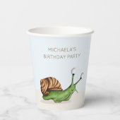 Niedliche Schnecken Kinder Personalisiert Geburtst Pappbecher (Rückseite)
