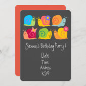 Niedliche Schnecken Mädchen niedliche Geburtstag P Einladung (Vorne/Hinten)