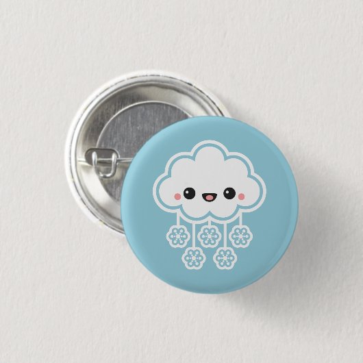 Niedliche Schnee-Wolke Button (Vorne & Hinten)