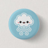 Niedliche Schnee-Wolke Button (Vorderseite)
