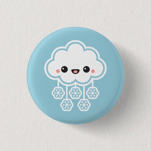 Niedliche Schnee-Wolke Button (Vorderseite)
