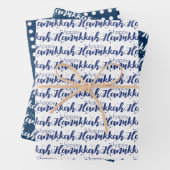 Niedliche Schneebasen und Polka Dot Happy Hanukkah Geschenkpapier Set (Beispiel)