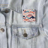 Niedliche schneebedeckte Berge und Sternenmuster r Button (Beispiel)