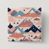 Niedliche schneebedeckte Berge und Sternenmuster r Button (Vorderseite)