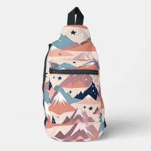 Niedliche schneebedeckte Berge und Sternenmuster r Crossbody Bag