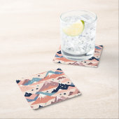 Niedliche schneebedeckte Berge und Sternenmuster r Rechteckiger Pappuntersetzer (Vor Ort)