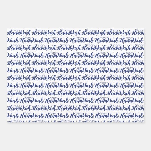 Niedliche Schneeblöcke und Streifen glücklich Hanu Geschenkpapier Set (Vorderseite)