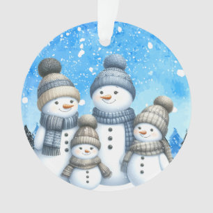Niedliche Schneefamilie im Schnee Ornament