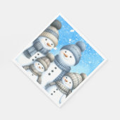 Niedliche Schneefamilie im Schnee Serviette (Ecke)