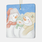 Niedliche Schneefamilie Keramikornament (Links)