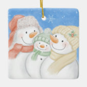 Niedliche Schneefamilie Keramikornament (Vorderseite)