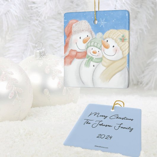 Niedliche Schneefamilie Keramikornament