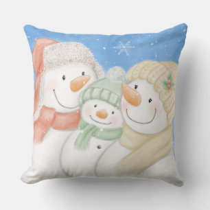 Niedliche Schneefamilie Kissen