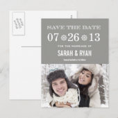 Niedliche Schneeflocke Grau Save the Date Foto Pos Ankündigungspostkarte (Vorne/Hinten)