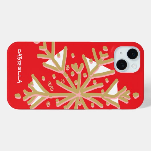 Niedliche Schneeflocke mit Monogramm Rotgold gürmi Case-Mate iPhone Hülle (Rückseite (Horizontal))