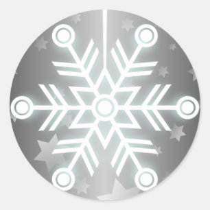 Niedliche Schneeflocke-Verzierung mit rotem Band Runder Aufkleber