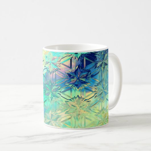 Niedliche Schneeflocken aus Hartglas Kaffeetasse (VorderseiteRechts)