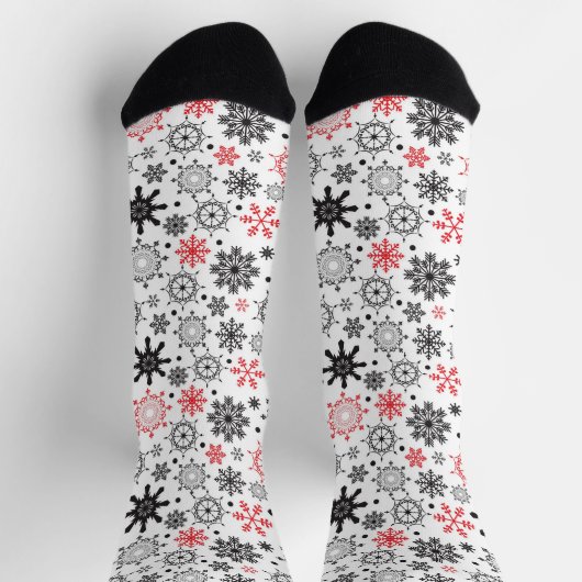 Niedliche Schneeflocken Farbiges Illustrationsmust Socken (Oben)