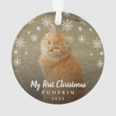 Niedliche Schneeflocken Foto Katzenwelse Ornament (Rückseite)