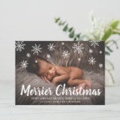 Niedliche Schneeflocken Foto Urlaub Geburt Ankündigung (Stehend Vorderseite)