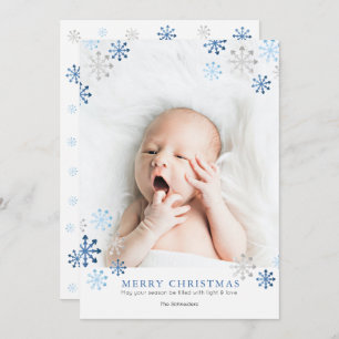 Niedliche Schneeflocken Foto Weihnachtskarte Einladung
