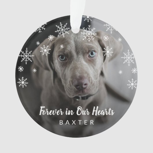 Niedliche Schneeflocken Hund Foto Haustier Memoria Ornament (Vorderseite)