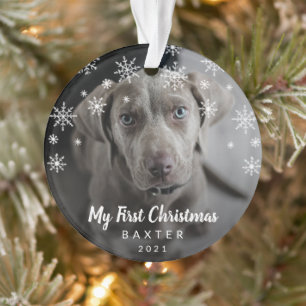Niedliche Schneeflocken Hund Foto Meine ersten Wei Ornament