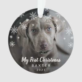 Niedliche Schneeflocken Hund Foto Meine ersten Wei Ornament
