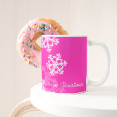 Niedliche Schneeflocken in Rosa und Weiß Kaffeetasse