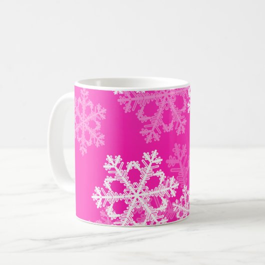 Niedliche Schneeflocken in Rosa und Weiß Kaffeetasse (Vorderseite Links)