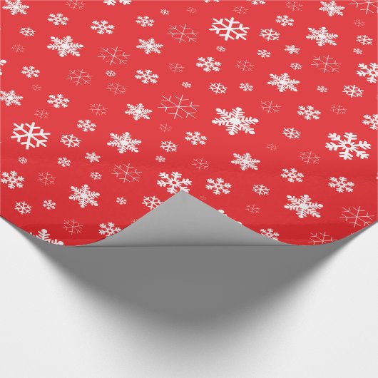 Niedliche Schneeflocken in Rot, Weihnachten Geschenkpapier (Ecke)