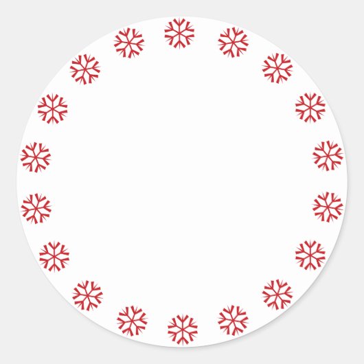 Niedliche Schneeflocken in Rot-Weiß Runder Aufkleber (Vorderseite)