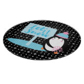 Niedliche Schneeflocken Schwarz-weißer Pinguin Schneidebrett (Ecke)