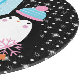 Niedliche Schneeflocken Schwarz-weißer Pinguin Schneidebrett (Ecke)