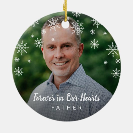 Niedliche Schneeflocken Vaterdenkmal Foto Keramik Ornament (Hinten)