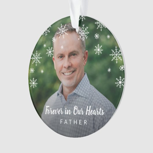 Niedliche Schneeflocken Vaterdenkmal Foto Ornament (Vorderseite)