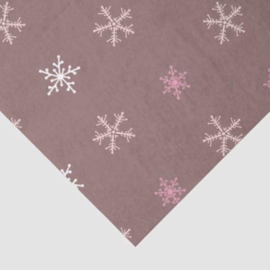 Niedliche Schneeflocken Weiß Silberbraun Rosa Weih Seidenpapier (Ausschnitt)