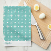 Niedliche Schneeflocken Weißer Musterskriptname Aq Geschirrtuch (Viertel Falte)