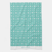 Niedliche Schneeflocken Weißer Musterskriptname Aq Geschirrtuch (Vertikal)