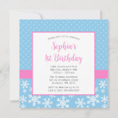 Niedliche Schneeflocken Winter Onederland Foto Geb Einladung (Rückseite)